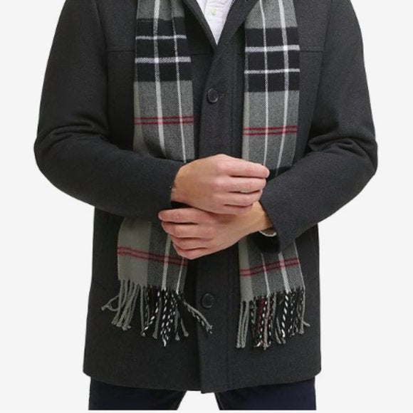 NEW Dockers Mens Weston Wool Blend Scarf Coat VERY SHARP Charcoal 3XL