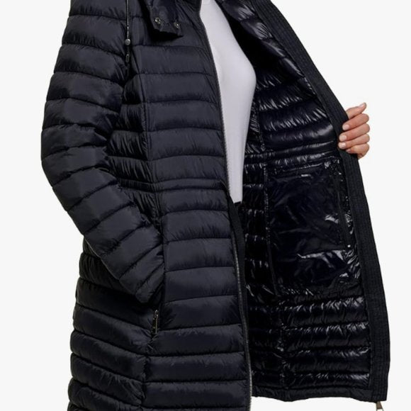NEW DKNY Womens Comfort Soft Packable Puffer Outwear Jacket Sz L black