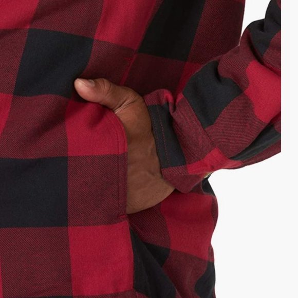 NEW Wrangler Authentics Mens Long Sleeve Sherpa Lined Shirt Jacket Sz Medium red