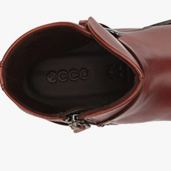 NEW Ecco Womens Leather Sartorelle 25 Mid Cut Buckle Ankle Boot Cognac Sz 9.5