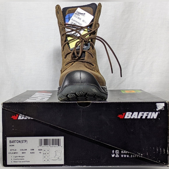 NEW Baffin Men's Barton Leather Safety Boot Brown Sz 10