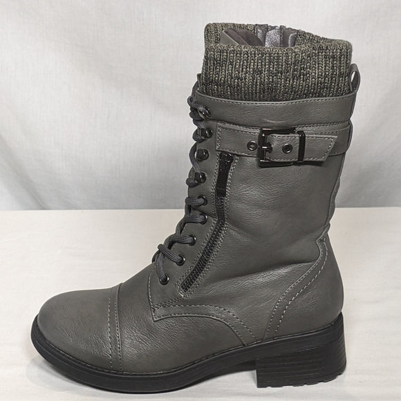 NEW Dream Pairs Womens Terran Mid Calf Combat Boots Built-in Wallet Pocket Sz 7
