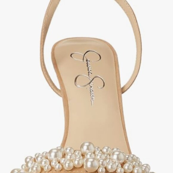 NEW Jessica Simpson Womens Omilira Pearl High Heel Sandal Sz 7.5 almond