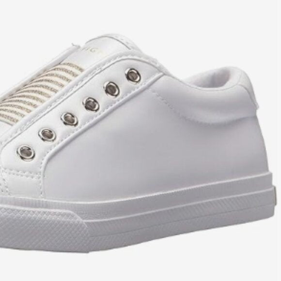 NEW Tommy Hilfiger Womens Laven Sneaker sz 8.5 white/gold