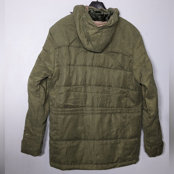 NEW WenVen Original Jackets Military Stylish Mens Hooded Winter Coat Green XL
