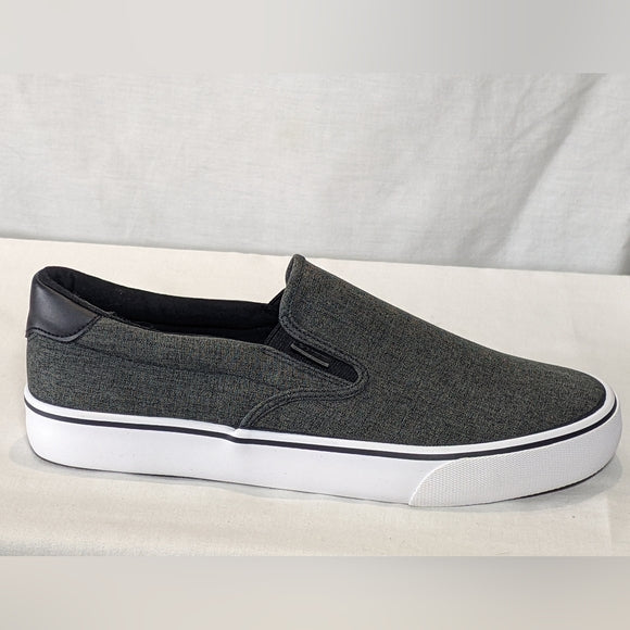 NEW Lugz Mens Clipper Sneaker Black/White Chambray - Sz 12 Elastic Gore