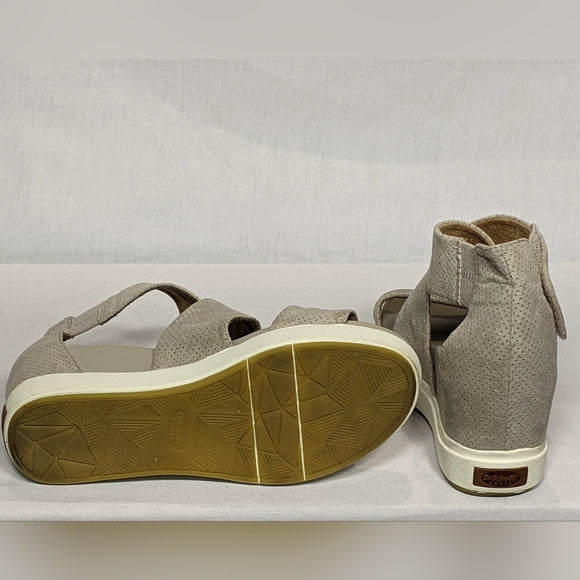 NEW Dr. Scholl's Womens Sheena Wedge Comfortable Sandal Sz 8.5 beige