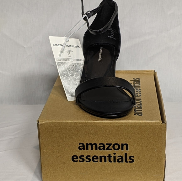 NEW Amazon Essentials Womens Nola Heeled Sandal - Size 7 wide black