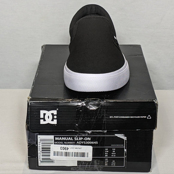NEW DC Mens Manual Slip-on Canvas SE Refibra Shoes Sz 10 Black