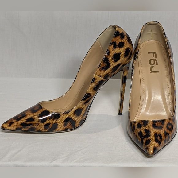 NEW FSJ Women Sexy Leopard Printed Pointy Toe High Heel Stilettos Sz 11