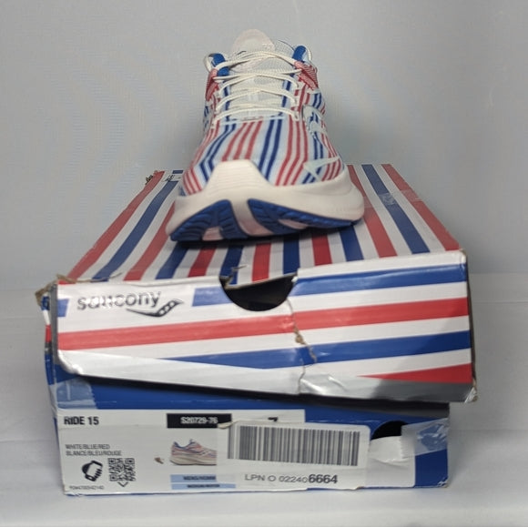 NEW Saucony Mens Guide 15 Banner Running Shoe Sz 7.5 red/white/blue