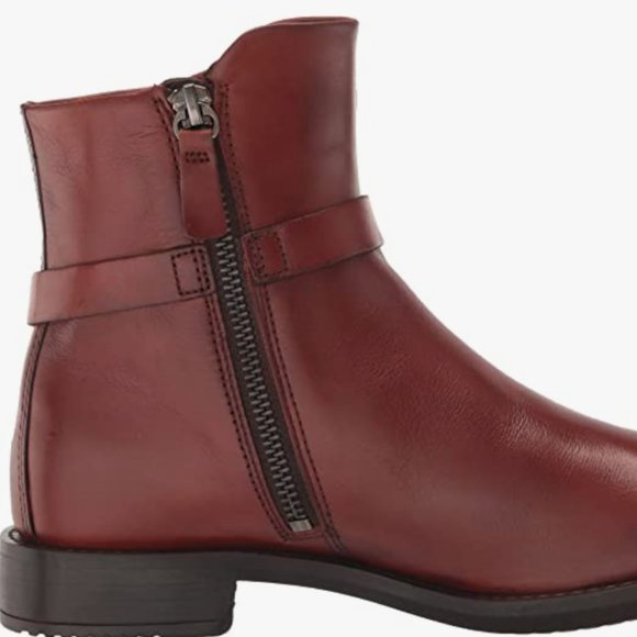 NEW Ecco Womens Leather Sartorelle 25 Mid Cut Buckle Ankle Boot Cognac Sz 9.5