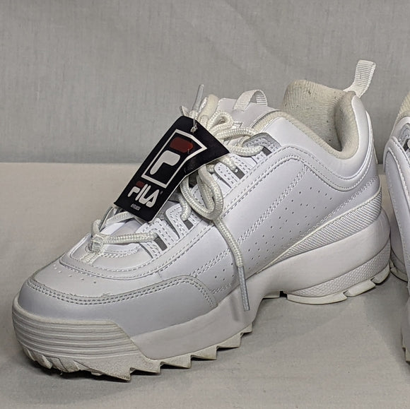 NEW Fila Womens Disruptor II Leather Premium Classic 90s era retro Sz 7 white