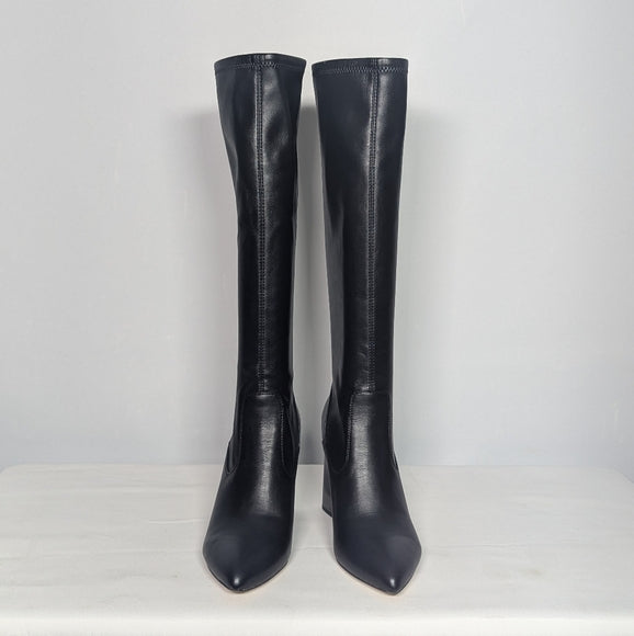 NEW Franco Sarto Womens Katherine Leather Knee High Heeled boot Sz 9 black