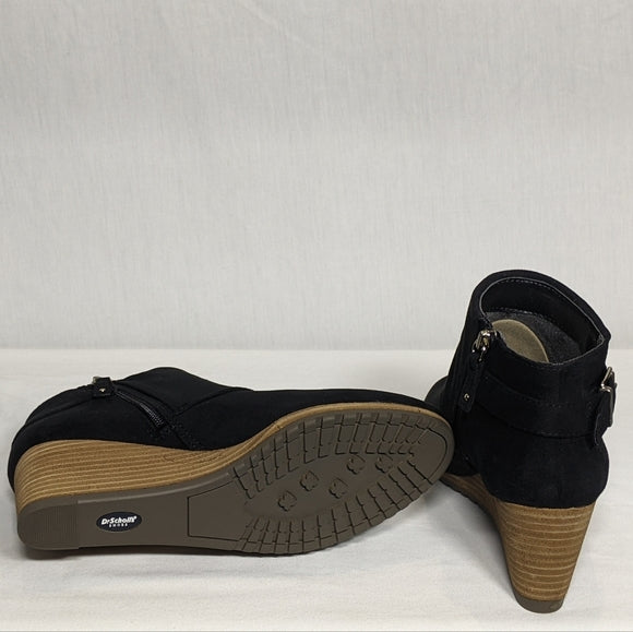 NEW Dr Scholl's Womens Double Wedge Ankle Boot Sz 9.5 black