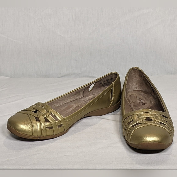 NEW Life Stride Women's Diverse Flat Sz 9 wide gold