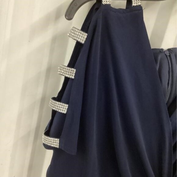 NEW Alex Evenings Womens Long Knot Dress with Embellished Short Sleeve sz 6 navy