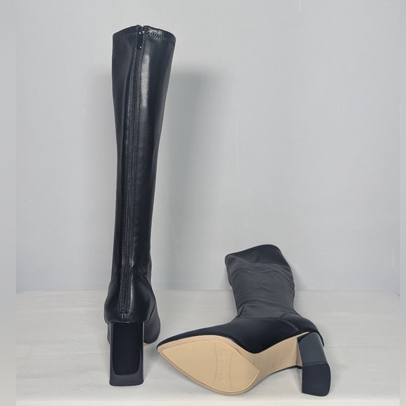 NEW Franco Sarto Womens Katherine Leather Knee High Heeled boot Sz 9 black