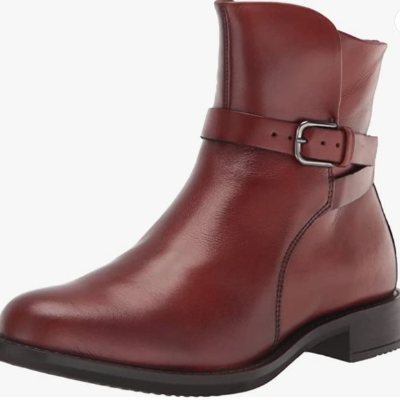 NEW Ecco Womens Leather Sartorelle 25 Mid Cut Buckle Ankle Boot Cognac Sz 9.5
