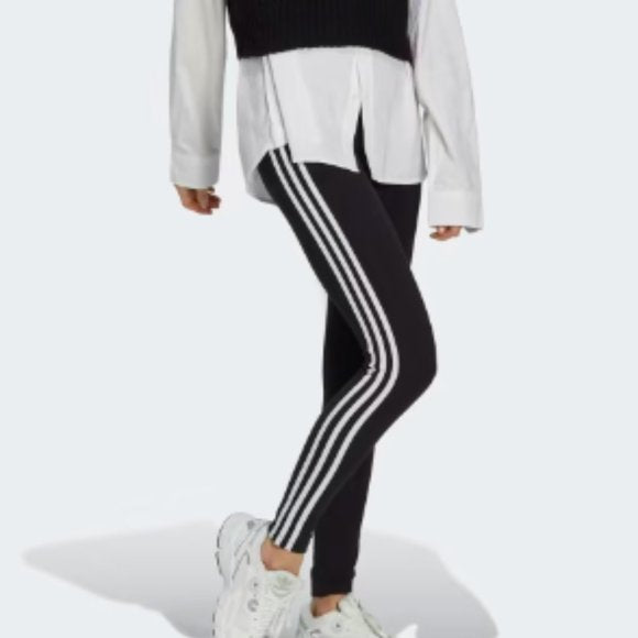NEW adidas Adicolor Womens classic three stripe pants Sz Large black & white