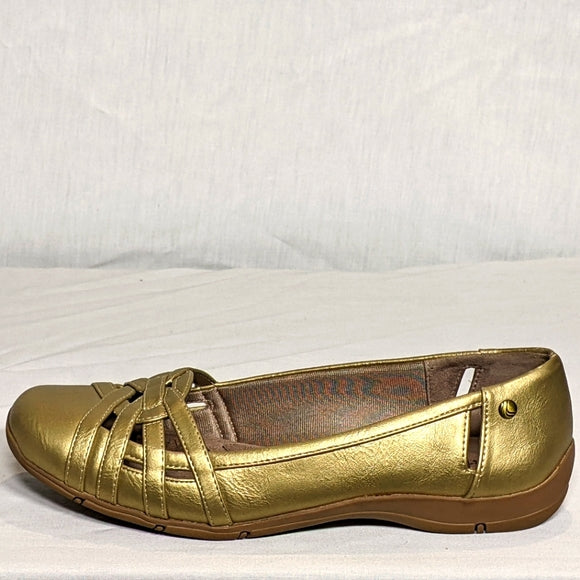 NEW Life Stride Women's Diverse Flat Sz 9 wide gold