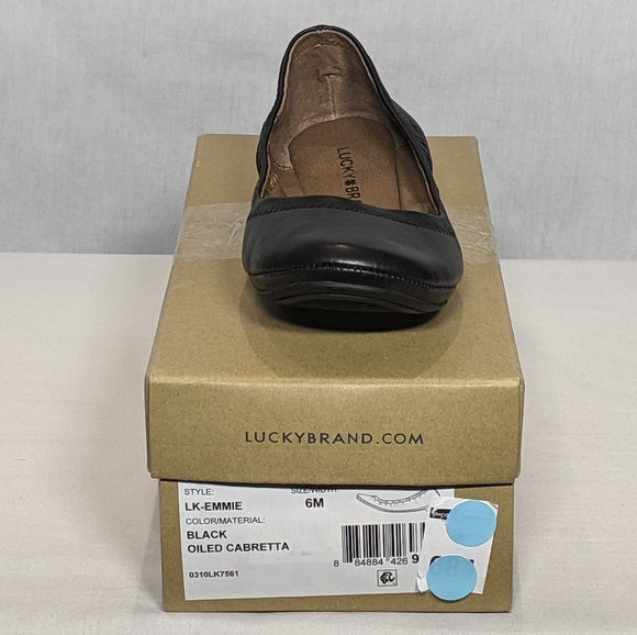 NEW Lucky Brand Womens Leather Emmie Ballet Flats Sz 6 black