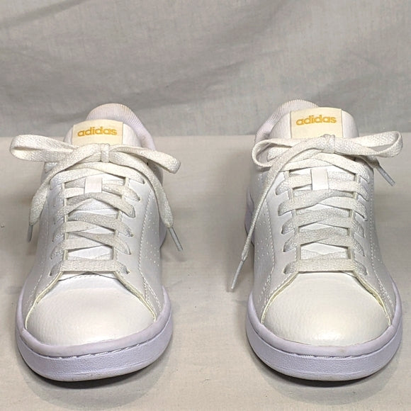 NEW adidas Womens White Leather with Gold Lettering Casual Sneaker Sz 6