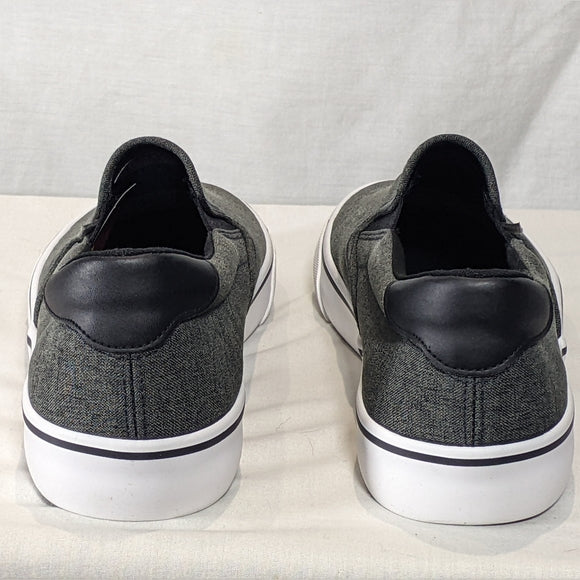 NEW Lugz Mens Clipper Sneaker Black/White Chambray - Sz 12 Elastic Gore