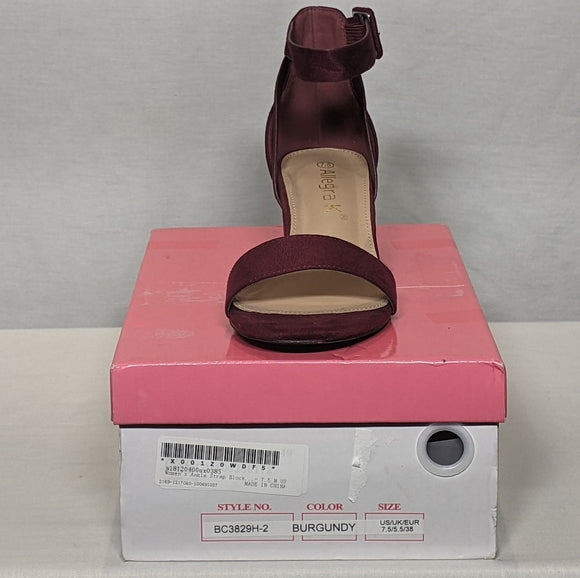 NEW Allegra K Women's Ankle Strap Chunky Heel Sandals Shoes Sz 7.5 Burgundy