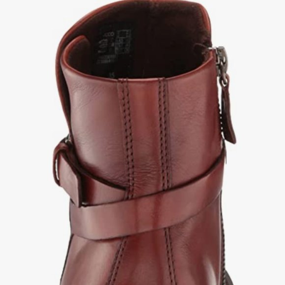NEW Ecco Womens Leather Sartorelle 25 Mid Cut Buckle Ankle Boot Cognac Sz 9.5