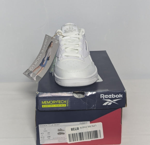 NEW Reebok Womens Leather Club MEMT Sneaker Sz 7 white
