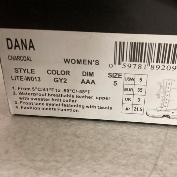NEW Baffin Womens Dana Winter Snow Boots sz 5 black/grey