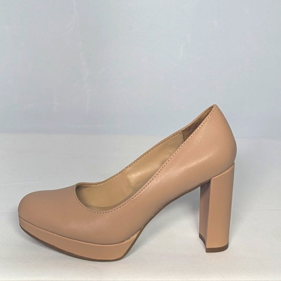 Naturalizer Womens Berlin Leather Pump Sz 5.5 cream