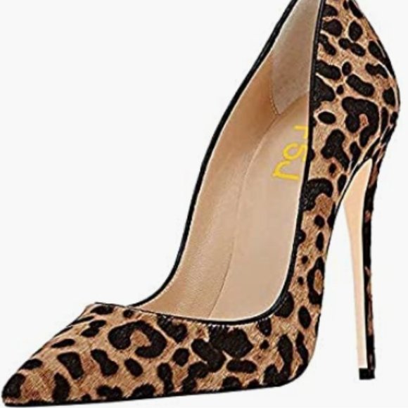 NEW FSJ Women Sexy Leopard Printed Pointy Toe High Heel Stilettos Sz 11
