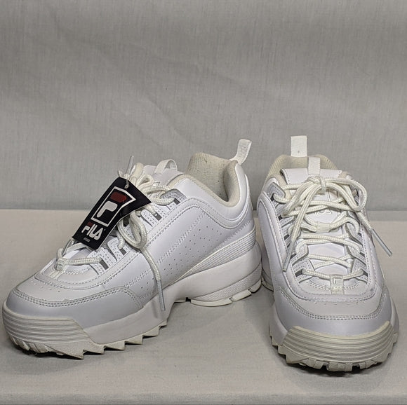 NEW Fila Womens Disruptor II Leather Premium Classic 90s era retro Sz 7 white