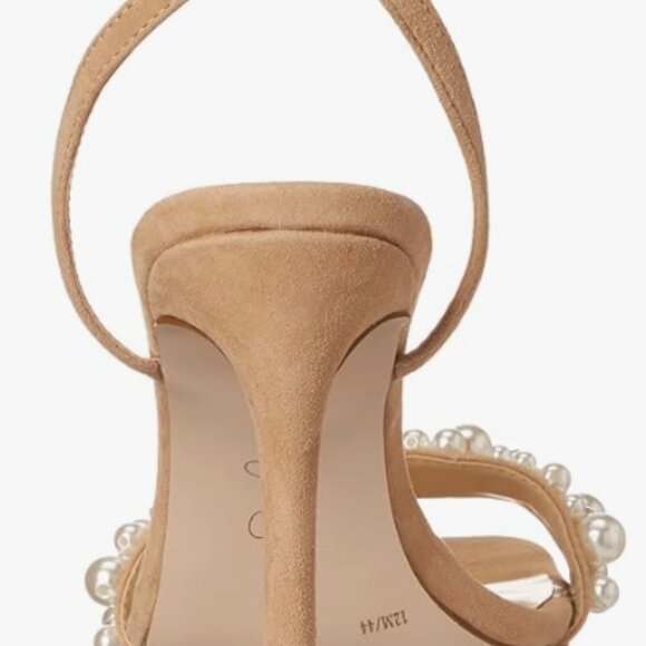 NEW Jessica Simpson Womens Omilira Pearl High Heel Sandal Sz 7.5 almond