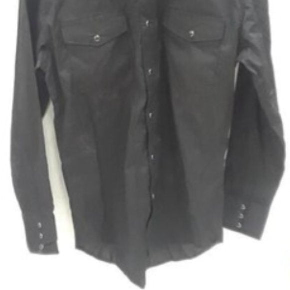 NEW Wrangler Mens Button-up black dress shirt - Small black