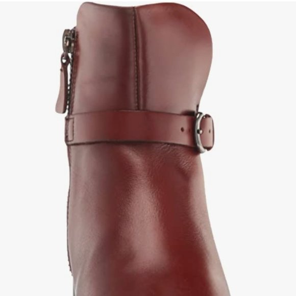 NEW Ecco Womens Leather Sartorelle 25 Mid Cut Buckle Ankle Boot Cognac Sz 9.5