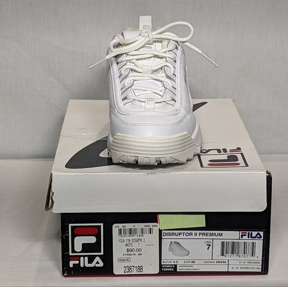 NEW Fila Womens Disruptor II Leather Premium Classic 90s era retro Sz 7 white