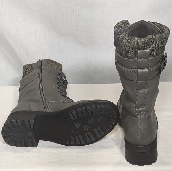 NEW Dream Pairs Womens Terran Mid Calf Combat Boots Built-in Wallet Pocket Sz 7