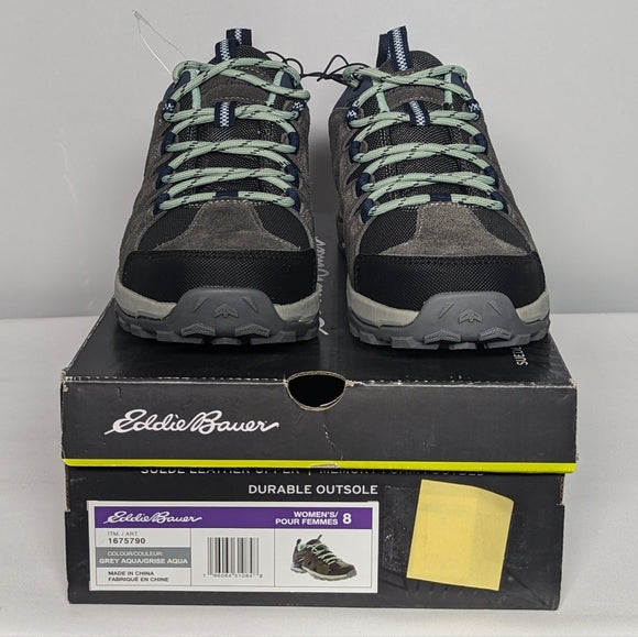 NEW Eddie Bauer Womens Lincoln Suede Mid Hiking Boots Water Resistant grey 9