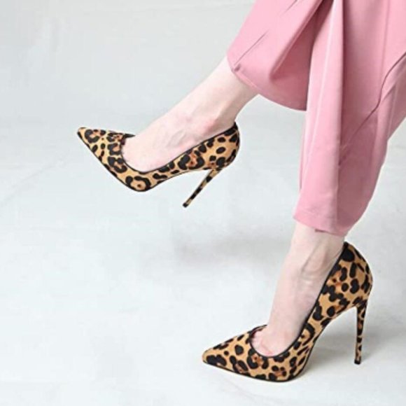NEW FSJ Women Sexy Leopard Printed Pointy Toe High Heel Stilettos Sz 11
