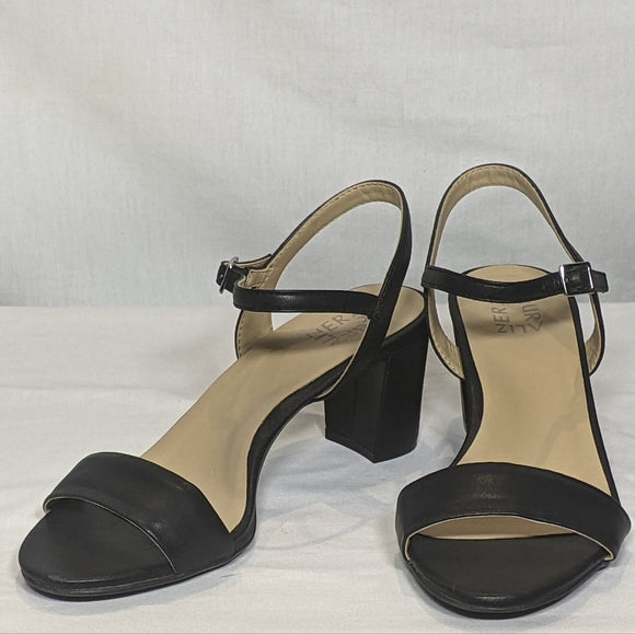 NEW Naturalizer Womens Bristol Heeled Leather Sandal Sz 9 black