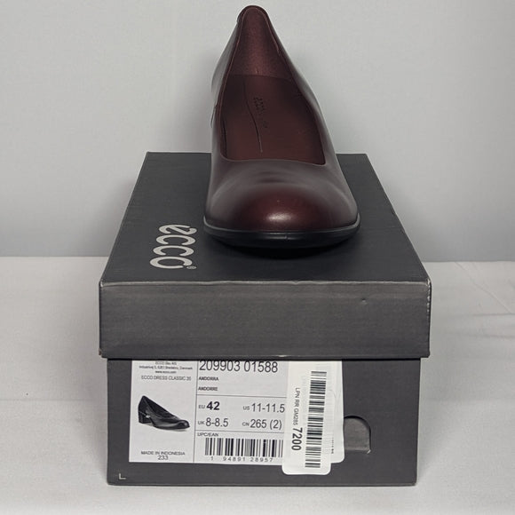 NEW ECCO Womens Leather Dress Classic 35 Pump AMAZING sz 11/11.5 burgundy