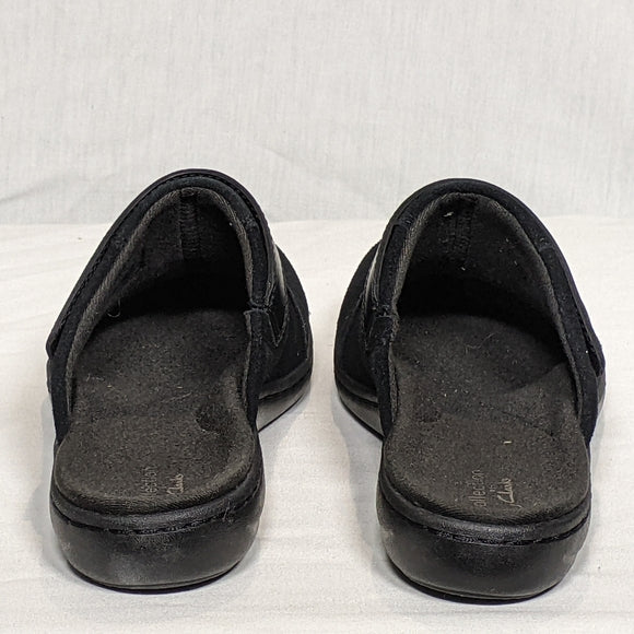 NEW Clarks Womens Suede Laurieann Strap Clog Sz 6.5 black