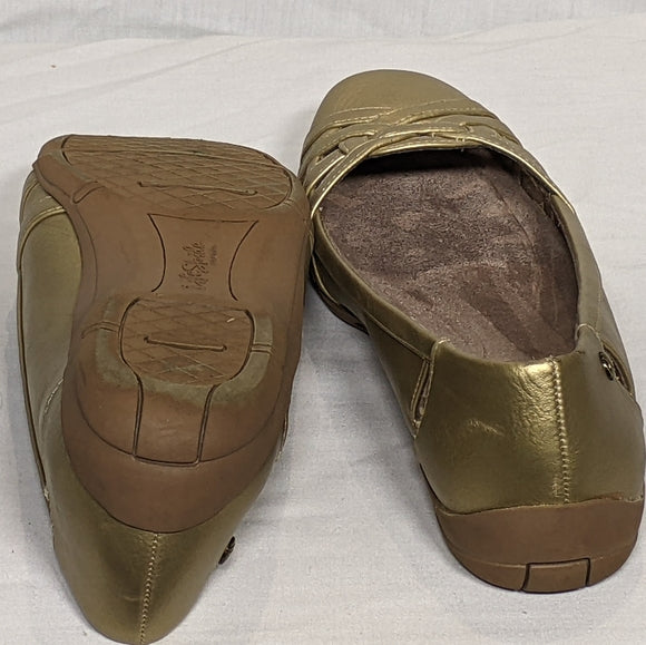 NEW Life Stride Women's Diverse Flat Sz 9 wide gold