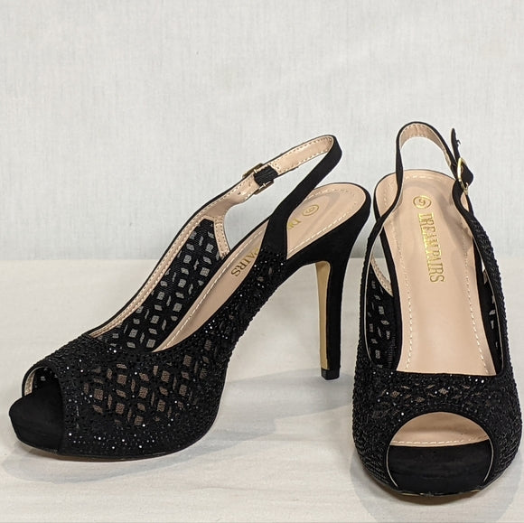 NEW Dream Pairs Women's Invest Ankle Strap Wedges Pumps Shoes Sz 9 black