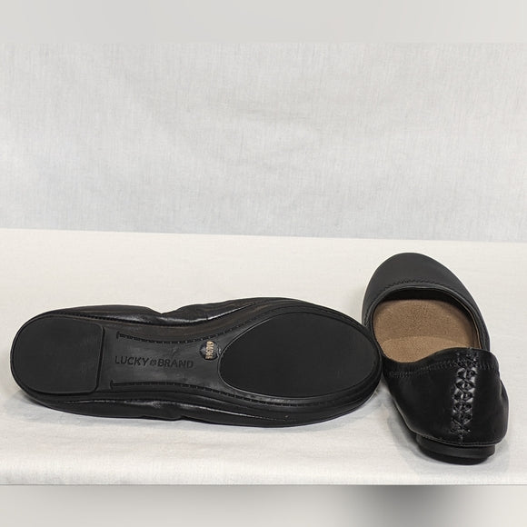 NEW Lucky Brand Womens Leather Emmie Ballet Flats Sz 6 black
