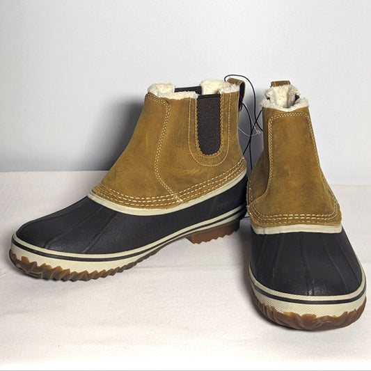 NEW Eddie Bauer Womens Leather Hunt Pac Slip-On Boot Sz 8 tan