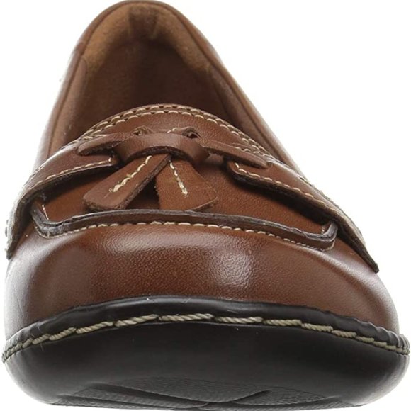 NEW Clarks Womens Ashland Leather Bubble Loafer Sz 8 wide brown